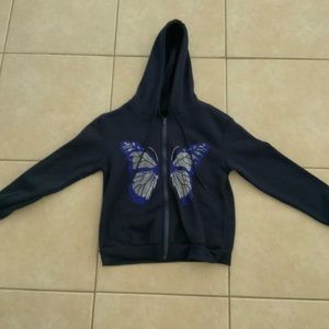 bedazzle zip up butterfly
